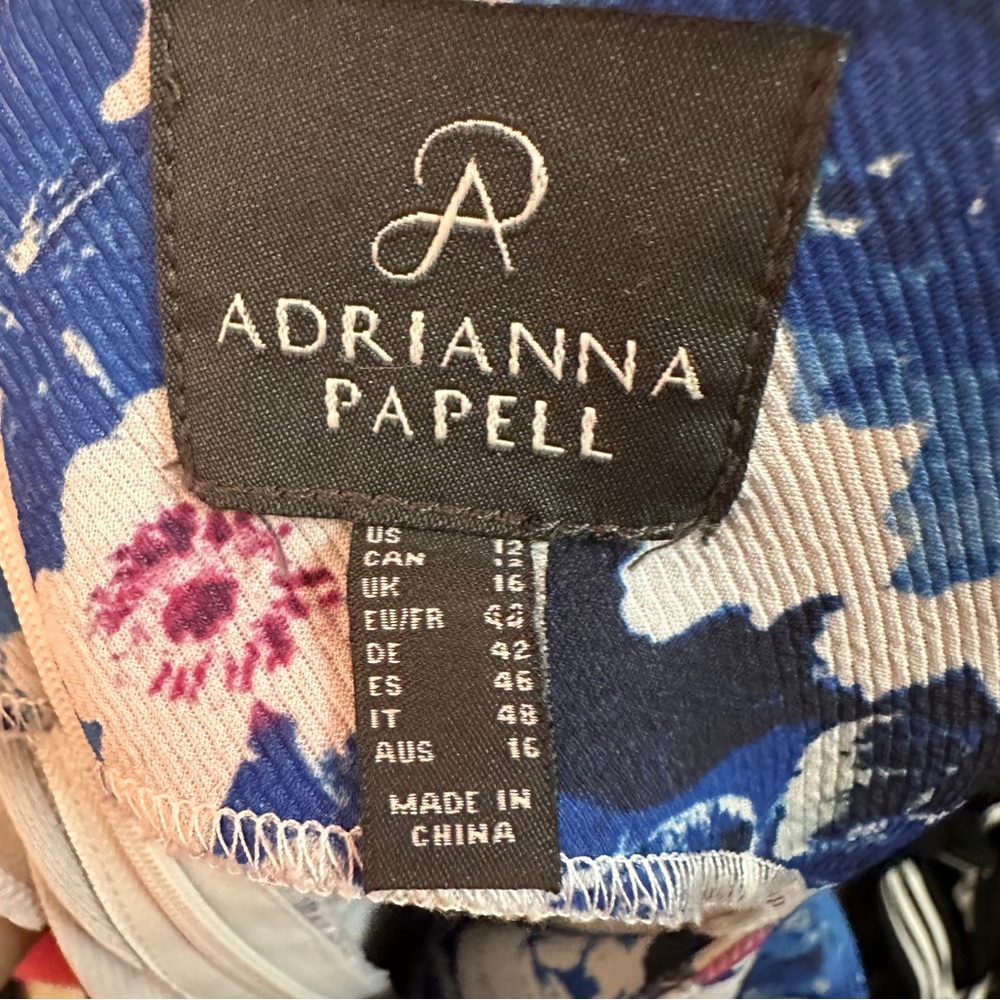 Adrianna Papell Sheath Floral Side Drape Dress Sz 12 - Picture 8 of 10